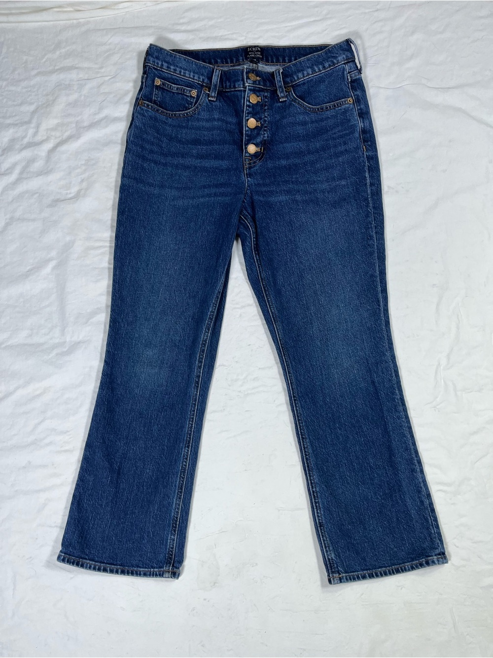 J Crew Mid Rise Flare Crop Womens Jeans Size 28